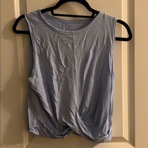 ALO yoga pale blue cropped exercise top